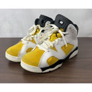 Nike Air Jordan 6 Retro Shoes Youth Size 13c White Yellow Ochre Kids DV3605-170